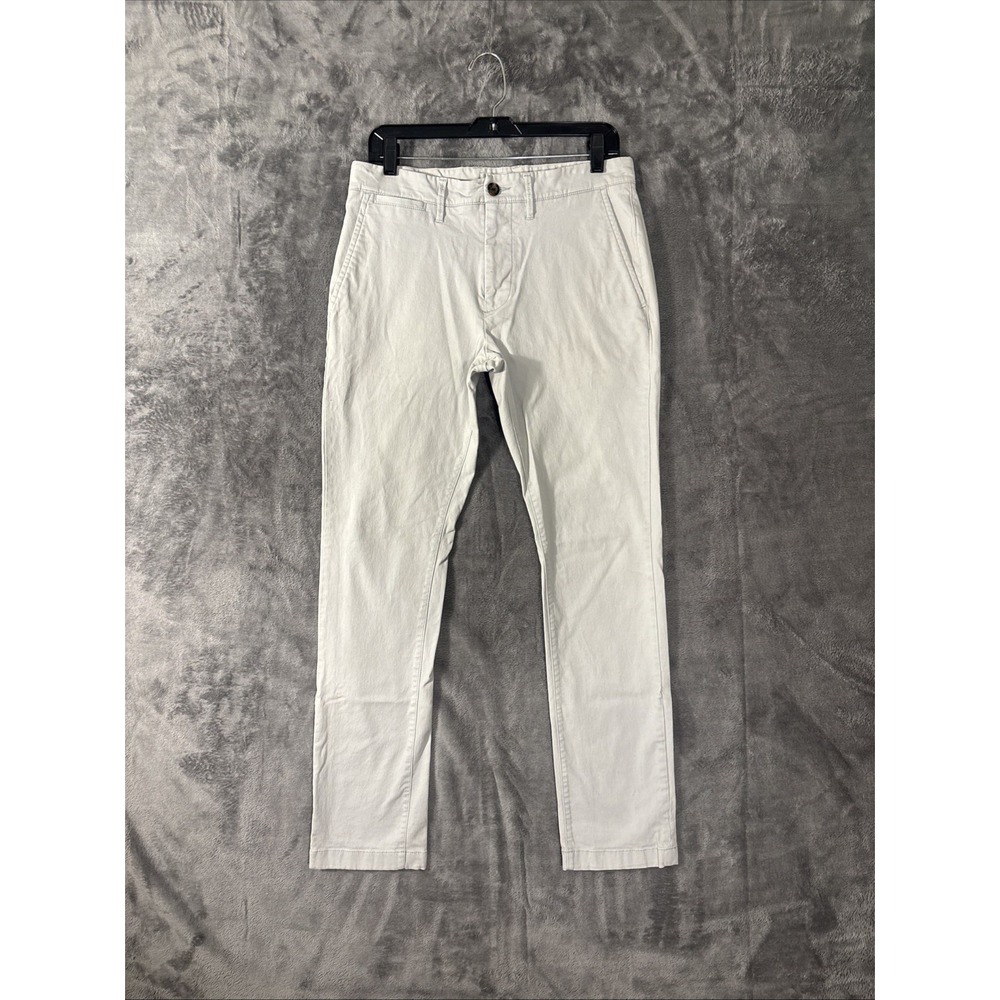 Mens Slim Fit Chino Pants Light Gray Stone Cotton Twill Trousers 32x30